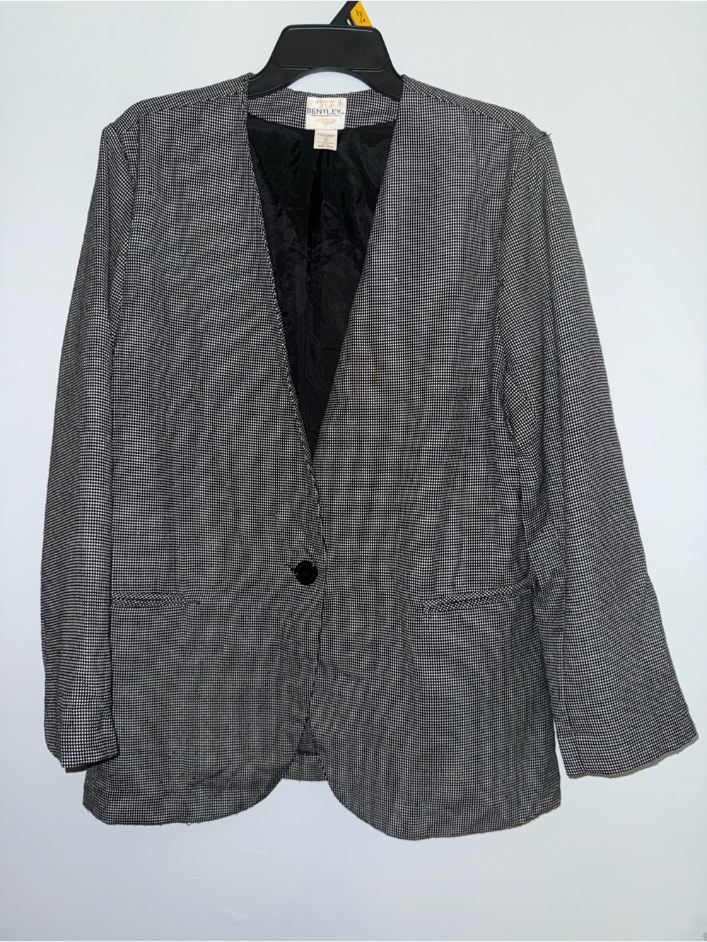 Bentley Black & White Micro-Check Single-Button Blazer